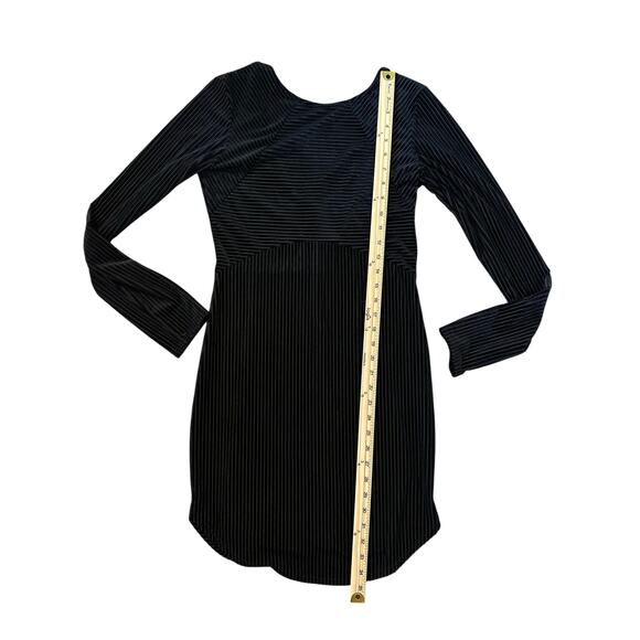 Vintage Windsor Black 90s Stretch Velvet Pinstripe Dress Size M MadeinUSA Party - Picture 7 of 9